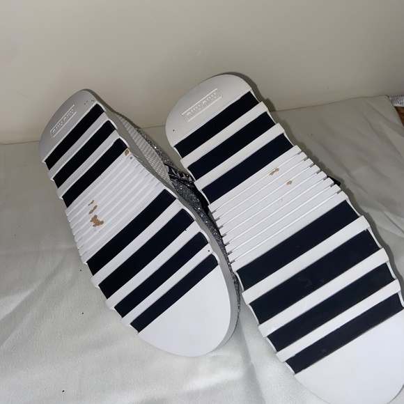 BRAND NEW MIU MIU Platform Metallic Silver Glitter Slip-on Sneakers Size 39.5 - Picture 3 of 3